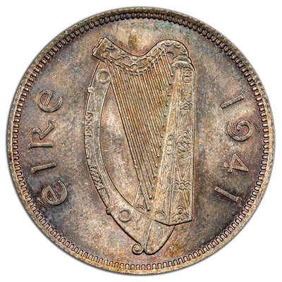 SOLD Ireland 1941 One Florin Silver Coin - Uncirculated