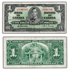 SOLD $1 1937 Bank of Canada Note Gordon-Towers G/M Prefix BC-21c - VF