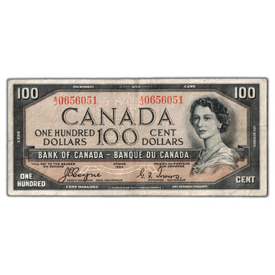 SOLD $100 1954 Bank of Canada Note Devil Face Coyne-Towers BC-35a - VF