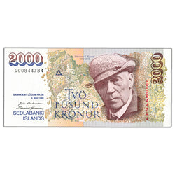SOLD Iceland 1986 2000 Kronur Note P #57a - AU