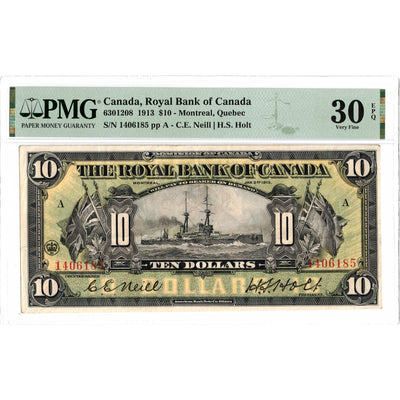 $10 1913 Royal Bank of Canada Chartered Note #630-12-08 - PMG VF-30 EPQ