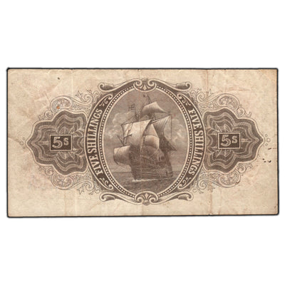 SOLD Jamaica 1918 5 Shillings Note P #28a - Repaired Top Left Corner