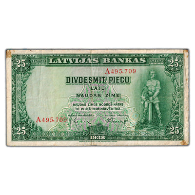 Latvia 1938 25 Latu Note P #21a - Circulated