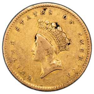 SOLD United States 1854 Type 2 $1 One Dollar Gold Coin - Circulated