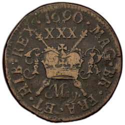 Ireland 1690 May 2s/6d Half Crown Gun Money Coin S-6580
