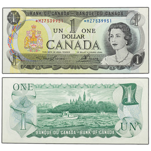 SOLD $1 1973 Bank of Canada Note *MZ Replacement Prefix BC-46aA - UNC