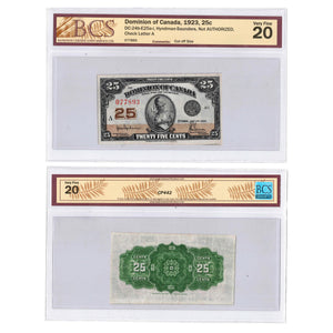 SOLD 25 Cents 1923 Dominion of Canada Shinplaster Note DC-24b - BCS VF-20