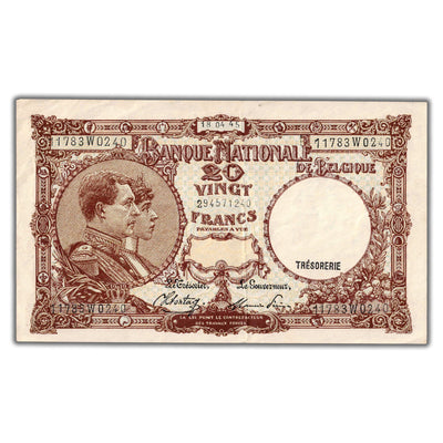 Belgium 1945 20 Francs Note P #111 (3) - EF+