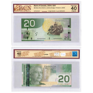 SOLD $20 2006 Bank of Canada Note Jenkins-Dodge EZP Prefix BC-64a-i - BCS EF-40 - Radar