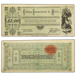 SOLD Mexico Gobierno Conufuciouista 1916 $2 Two Pesos Note