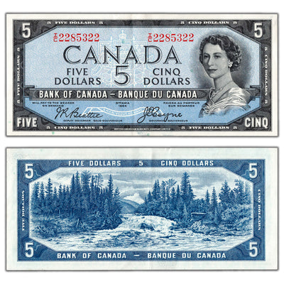 $5 1954 Bank of Canada Note Devil Face I/C Prefix BC-31b - EF/AU