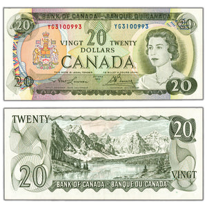 SOLD $20 1969 Bank of Canada Note Lawson-Bouey YG Prefix BC-50b - Abt. AU