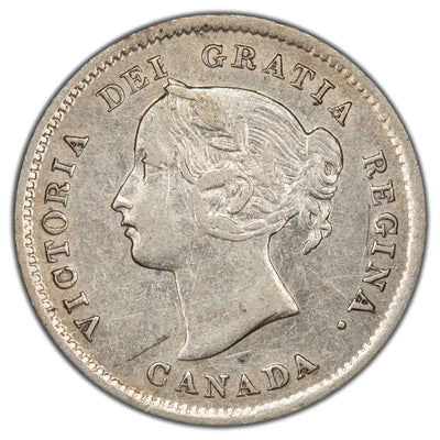 Canada 1871 7/7 5 Cents Silver Coin - EF