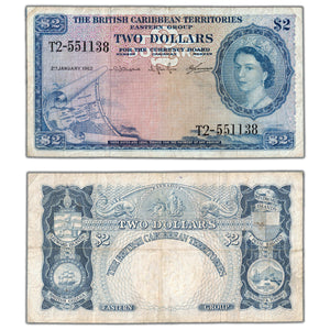 SOLD British Caribbean Territories 1962 $2 Two Dollars Note P #8c - Circulated