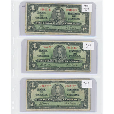 $1 1937 Bank of Canada Notes - Lot of 6 - Retail $75