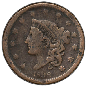 SOLD United States 1838 1 Large Cent Coronet Head Coin
