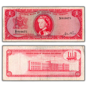 SOLD Trinidad & Tobago 1964 $1 One Dollar Note P #26a - Minor Pinholes