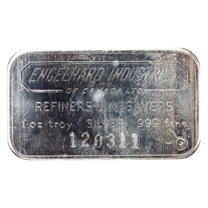 SOLD Engelhard Industries 1oz .999 Fine Silver Bar - 6 Digit Serial