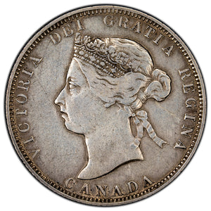 SOLD Canada 1886 Obv 4 SBE 6/6 25 Cents Quarter Silver Coin - F-15