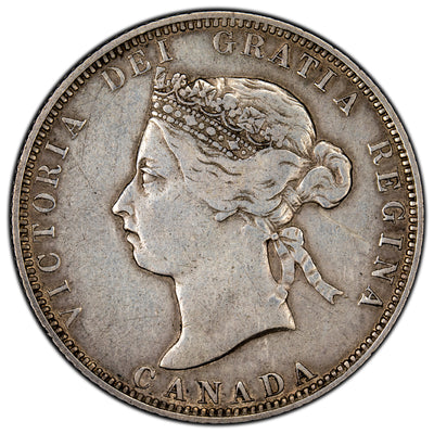 SOLD Canada 1886 Obv 4 SBE 6/6 25 Cents Quarter Silver Coin - F-15