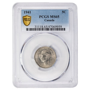 SOLD Canada 1941 5 Cents Nickel Coin - PCGS MS-65
