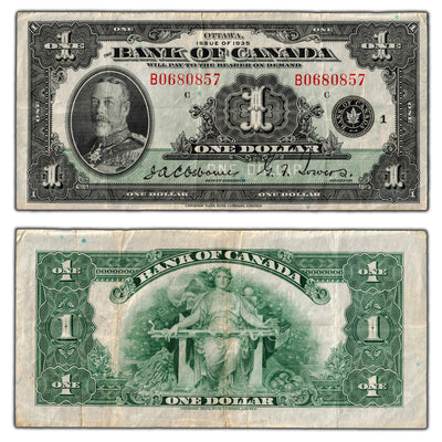 $1 1935 Bank of Canada Note English Text Letter B BC-1 - VF