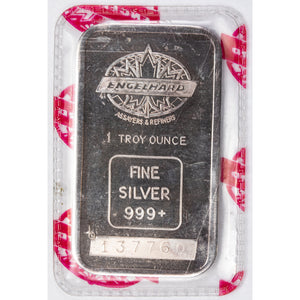 SOLD Engelhard Maple Leaf 1oz .999 Fine Silver Bar - Sealed With Red Logo Design