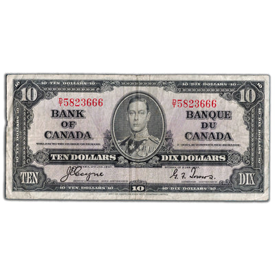 $10 1937 Bank of Canada Note Coyne-Towers D/T Prefix BC-24c - Fine