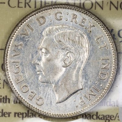SOLD Canada 1946 25 Cents Quarter Silver Coin - ICCS MS-62