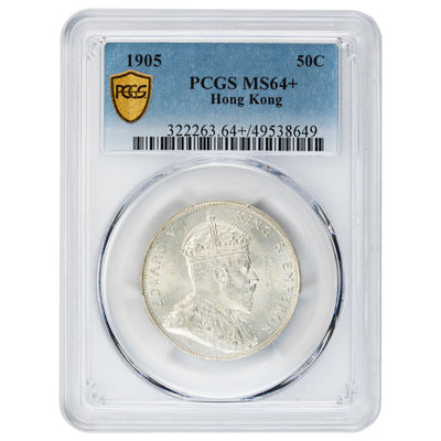 SOLD Hong Kong 1905 50 Cents Silver Coin KM #15 - PCGS MS-64+