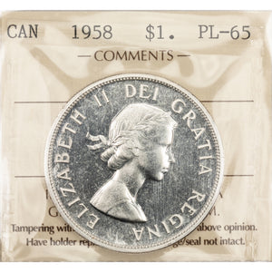 SOLD Canada 1958 $1 Silver Dollar Coin - ICCS Proof-Like PL-65