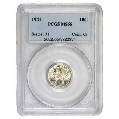United States 1941 10 Cents Mercury Dime Silver Coin - PCGS MS-66