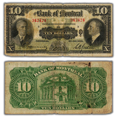 SOLD $10 1938 Bank of Montreal Canada Chartered Note CH #505-62-04