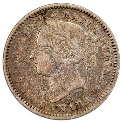 Canada 1882-H 10 Cents Dime Silver Coin - About VF