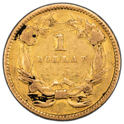 SOLD United States 1854 Type 2 $1 One Dollar Gold Coin - Circulated