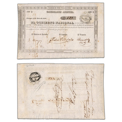 SOLD Argentina Confederacion 1859 100 Pesos Note - EF+