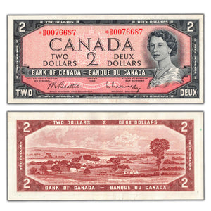 SOLD $2 1954 Bank of Canada Note *B/B Replacement Prefix BC-38bA - EF