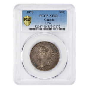 SOLD Canada 1870 LCW 50 Cents Half Dollar Silver Coin - PCGS XF-40