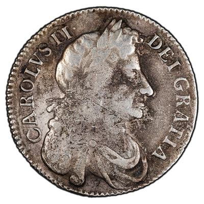 SOLD Great Britain 1676 1/2 Half Crown KM #438.1 - Environmental Damage
