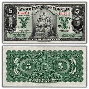 SOLD $5 1929 Banque Canadienne Nationale Chartered Note CH #85-12-02 - Crisp Abt. AU