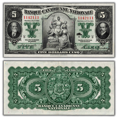 SOLD $5 1929 Banque Canadienne Nationale Chartered Note CH #85-12-02 - Crisp Abt. AU