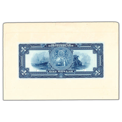 $1 1920 Government of Newfoundland Back Proof Note NF-12BP