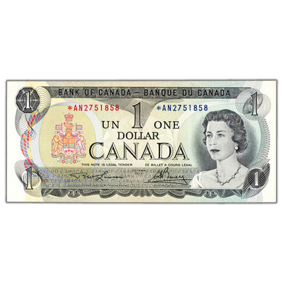 SOLD $1 1973 Bank of Canada Note *AN Replacement Prefix BC-46aA - About AU