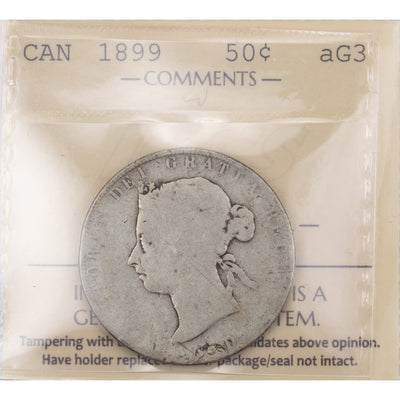 SOLD Canada 1899 50 Cents Half Dollar Silver Coin - ICCS AG-3