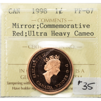 SOLD Canada 1998 Commemorative 1 Cent Coin - ICCS PF-67 Red UHC