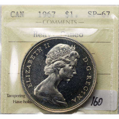 SOLD Canada 1967 $1 Silver Dollar Coin - ICCS SP-67 Heavy Cameo