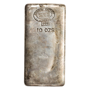 SOLD Johnson Matthey London 10oz .999 Fine Silver Bar