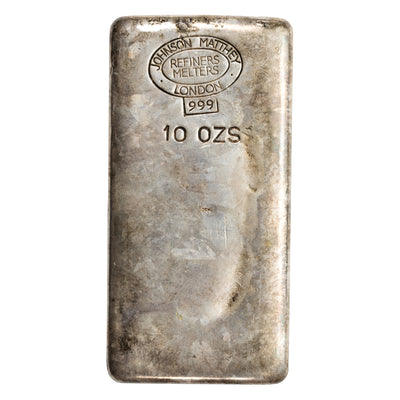 SOLD Johnson Matthey London 10oz .999 Fine Silver Bar