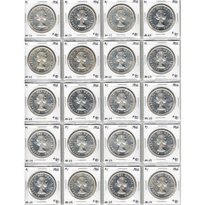 SOLD Lot of 20 Canada 1956 $1 Silver Dollar Coins MS-63 - Retail $1800