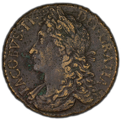 SOLD Ireland 1689 August James II 1/2 Crown Gun Money Coin - Corrosion